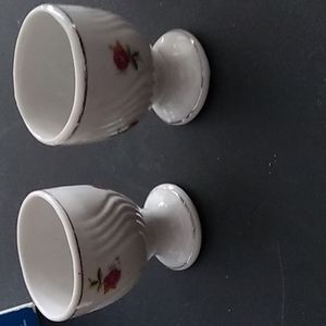 Porcelain Rose Pattern Egg Cups (2)